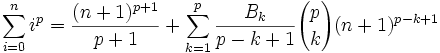 math general sum formula for any power of the terms