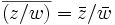 math complex conjugate of the division of two complex numbers