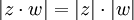 math modulus of the product of two complex numbers equality