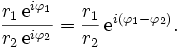 division and exponentiation in the polar form of a complex number