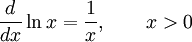 math derivative natural logarithm formula