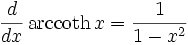 maths derivative of hyperbolic arccot