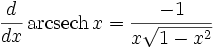 math derivative of hyperbolic arcsec