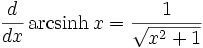 maths derivative of hyperbolic arcsin