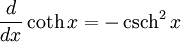 math derivative of hyperbolic cotangent