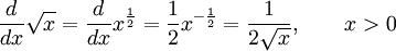 math the derivative of the square root of x formula