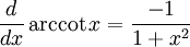 maths derivative of arccot