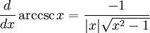 maths derivative of arccsc