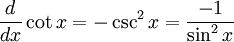 maths derivative of cotangent