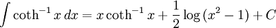 maths integral of the inverse of the hyperbolic cotangent