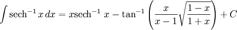 maths integral of the inverse of hyperbolic secant