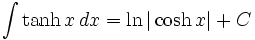 integral of hyperbolic tan