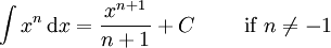 maths integral of the nth power of xin math
