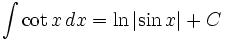 maths integral of cotanget functions