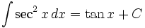 math integral of secant squared formula