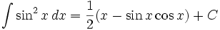 math integral of sine square