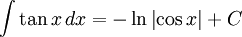 math integral of tan(x) function