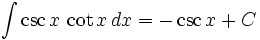 math integral of the product between csc and cot