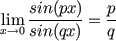 math limit of the division of two sines