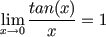 math limit of the division of tangent and x