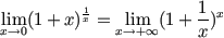 the math limit of theese two sequences of numbers are equls (euler's number)