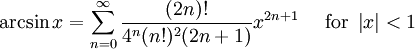 taylor series of arcsin functions