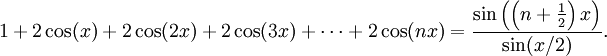 TrigonometryDirichlet Kernel function formula in maths