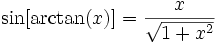 math trigonometry sin of arctan formula