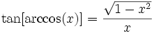 math trigonometry tangent of arccos formula