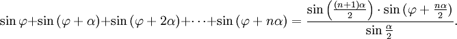 trigonometry sum of sines formula